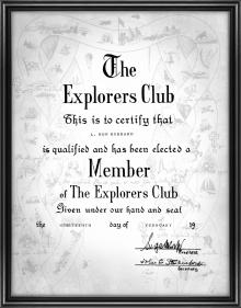 L. Ron Hubbards Mitgliedschafts-Zertifikat des Explorers Club 